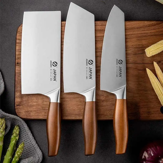 "Couteau de Chef Japonais Grill Master en Acier Inoxydable 3Cr13 - Manche en Bois"